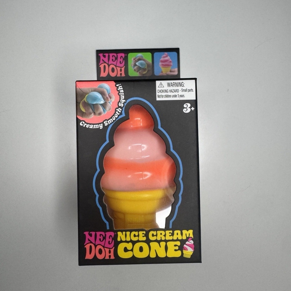 Nee Doh Needoh Nice Ice Cream Cone Squishy ORANGE- Brand New